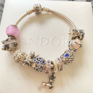 Pandora Silver Chain Bracelet with charms